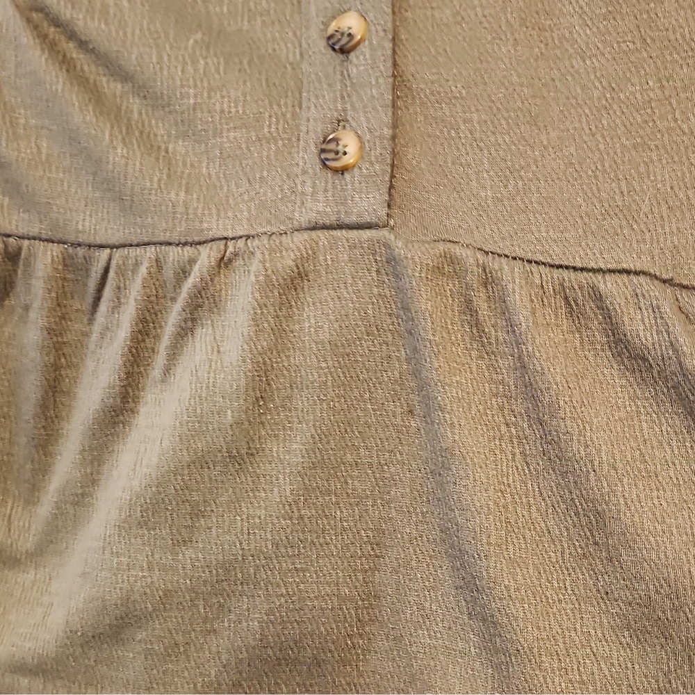 Knox Rose Green Waffle Knit V-Neck Button Front Shift Dress Knee Length M - Picture 9 of 9